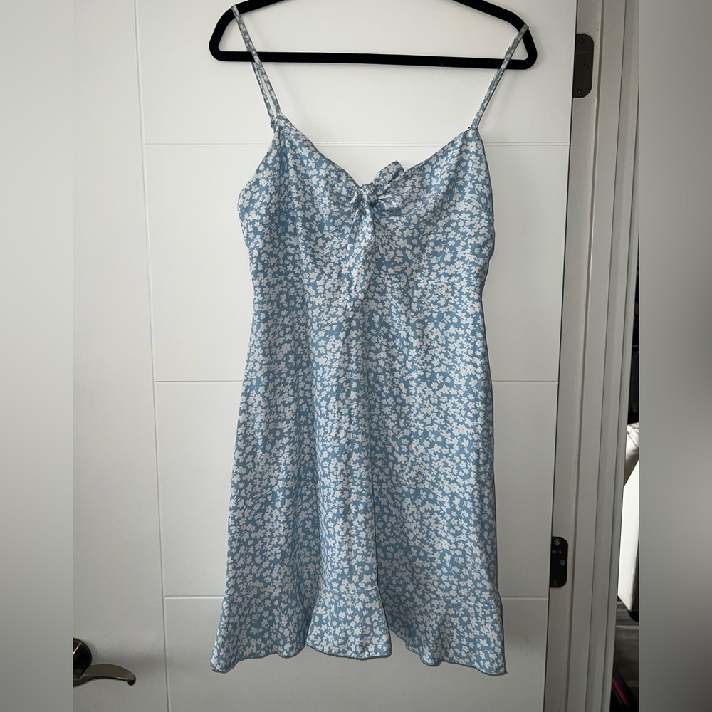 Blue Floral Spaghetti Strap Dress